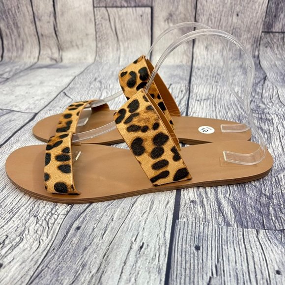 J Crew Leopard Calf Hair Easy Summer Slide Sandals Women's Size 10 shoes - Picture 4 of 10